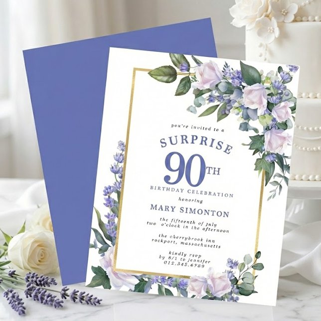 Invitation à une fête surprise pour un 90e anniver (Créateur téléchargé)