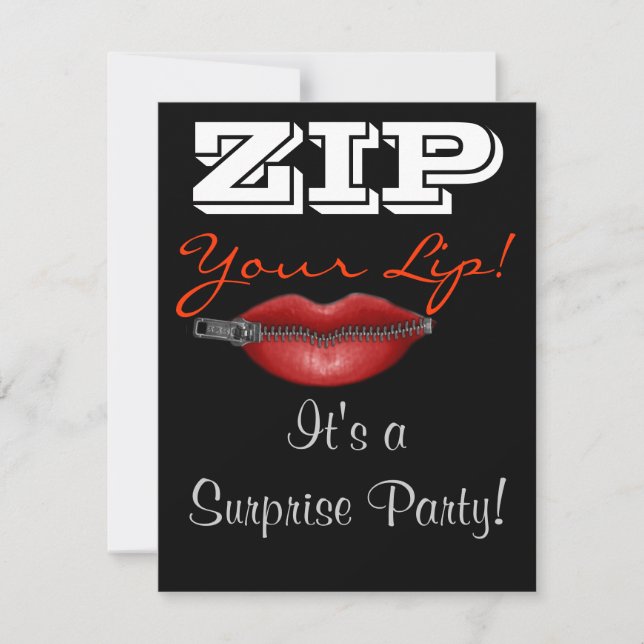 Invitation à une fête surprise ZIP ta lèvre (Devant)