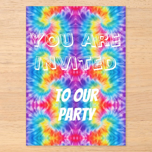 Invitation à une fête Tie-Dye (Recto)