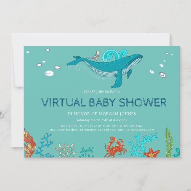 Invitation à une fête virtuelle pour bébé sur le t (Devant)