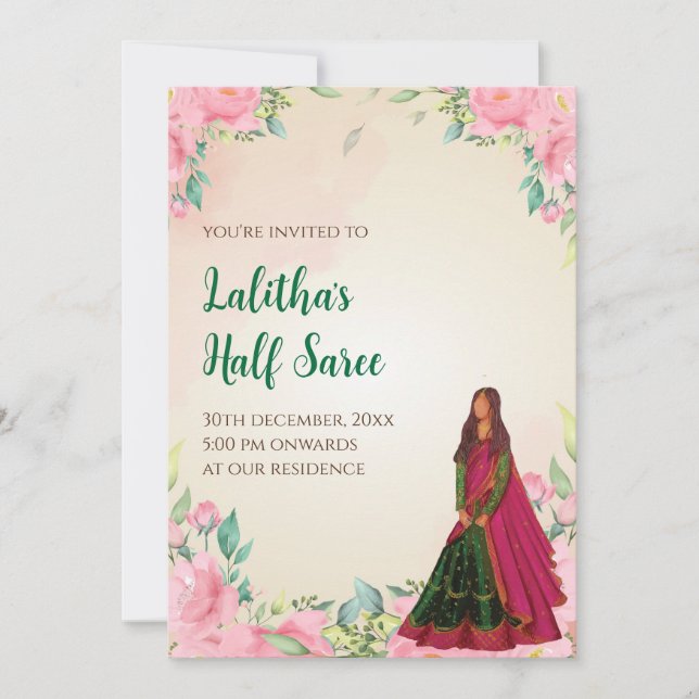 Invitation à une fonction Saree en tant qu'invitat (Devant)