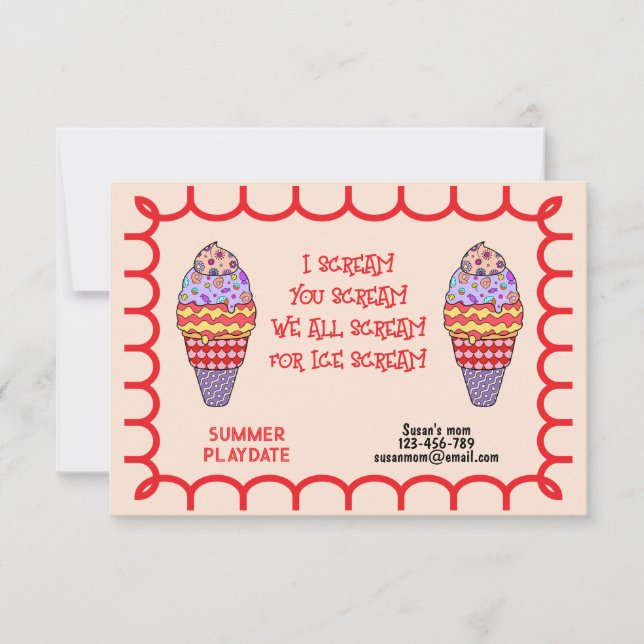 Invitation à une journée de jeu à I Scream (Devant)