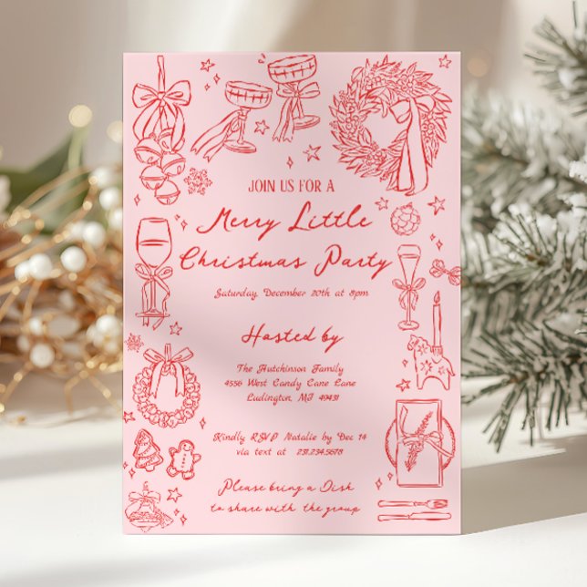 Invitation à une joyeuse petite fête de Noël (Merry Little Christmas Party Invitation)