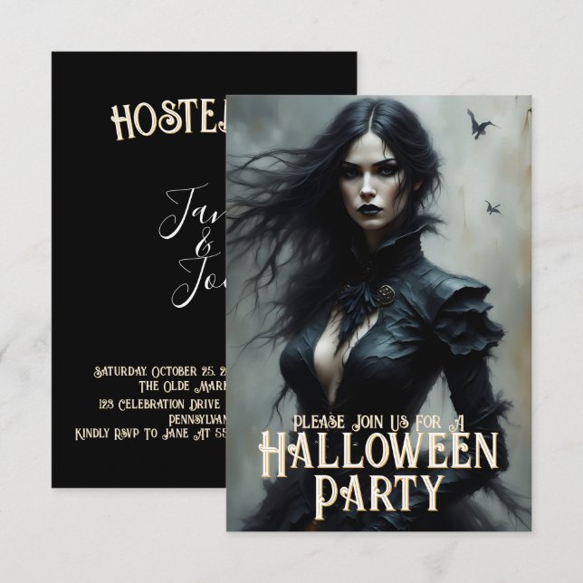 Invitation à une Nuit de Halloween Gothique de Mys (Devant / Derrière)