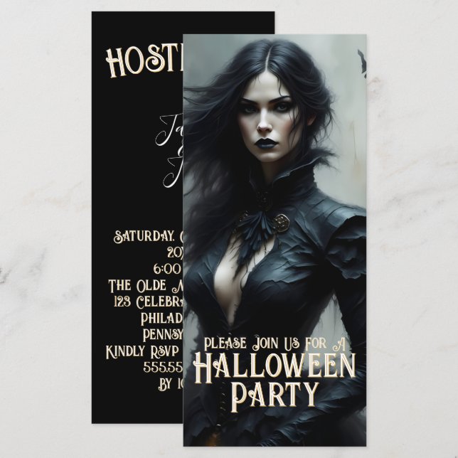 Invitation à une Nuit de Mystère Halloween Gothiqu (Devant / Derrière)
