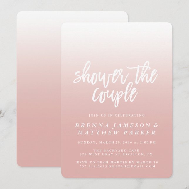Invitation à une partie de douches Pink Ombre Eleg (Devant / Derrière)