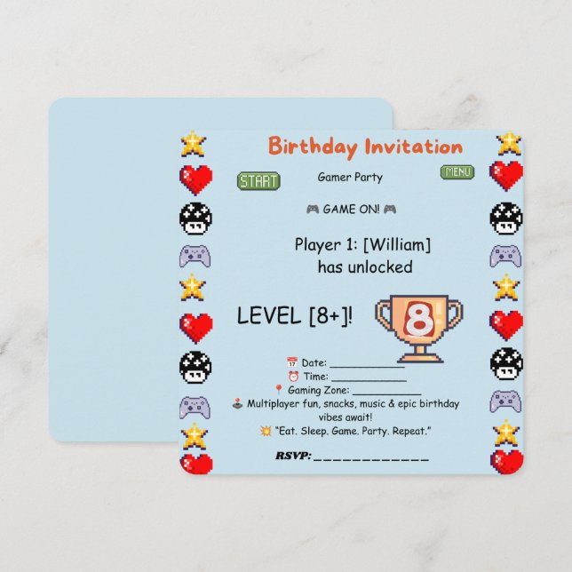 Invitation à une partie de jeu multijoueur – Anniv (Devant / Derrière)