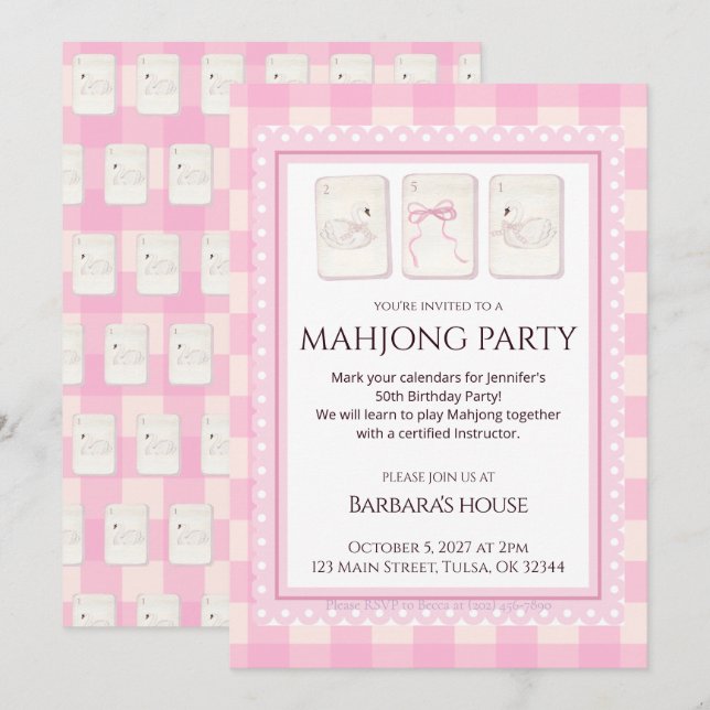 Invitation à une partie de Mahjong, cygnes grandmi (Devant / Derrière)