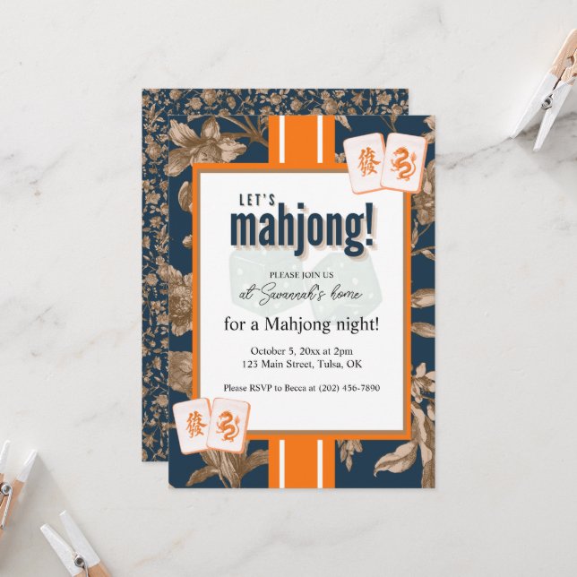 Invitation à une partie de Mahjong, toile de Jouy  (Devant/Arrière en situation)
