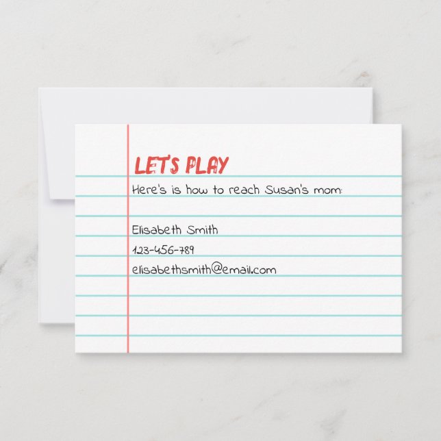 Invitation à une Playdate (Devant)