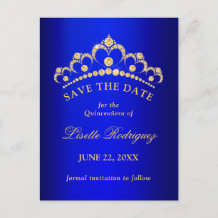 Invitation à une Quinceanera Bleu et Or