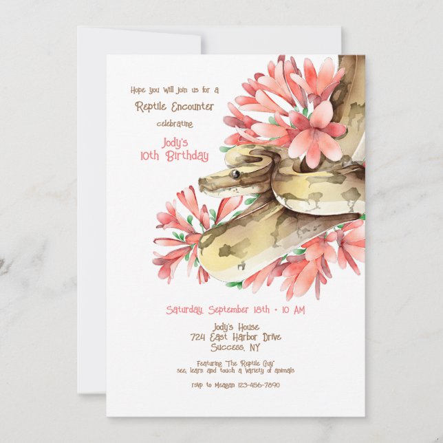 Invitation à une rencontre avec des reptiles (Devant)