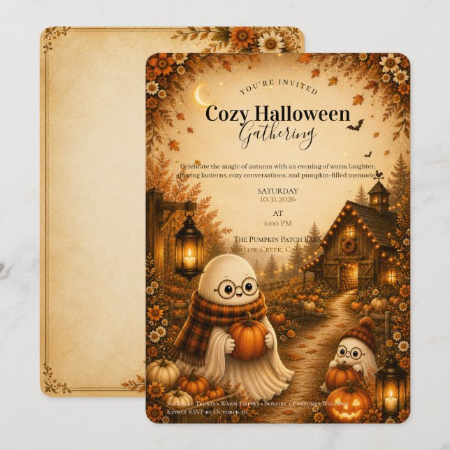 Invitation à une réunion cosy d'Halloween (Devant / Derrière)