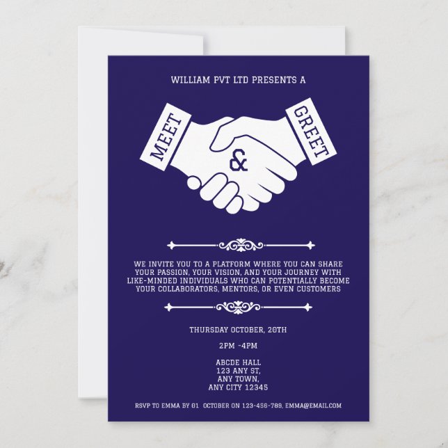 Invitation à une réunion d'affaires avec poignée d (Devant)