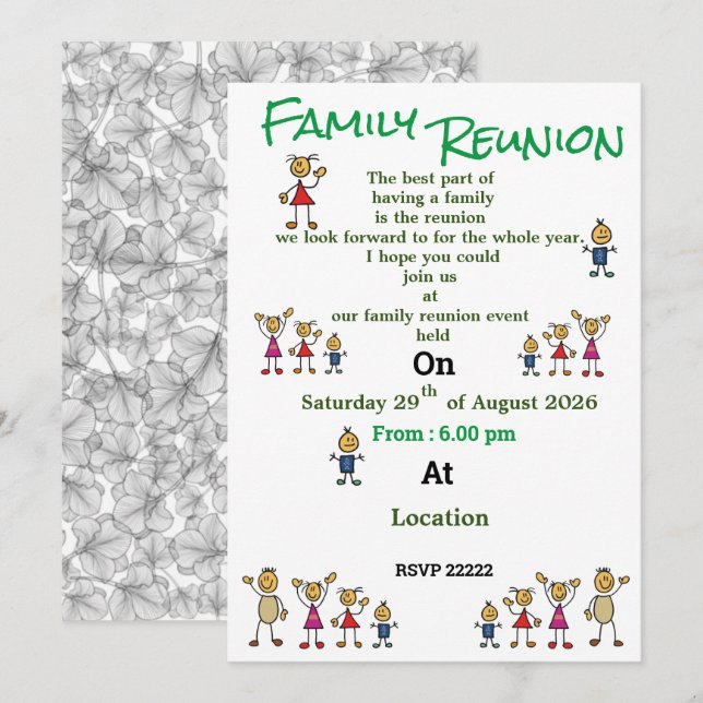 Invitation à une réunion de famille (Devant / Derrière)