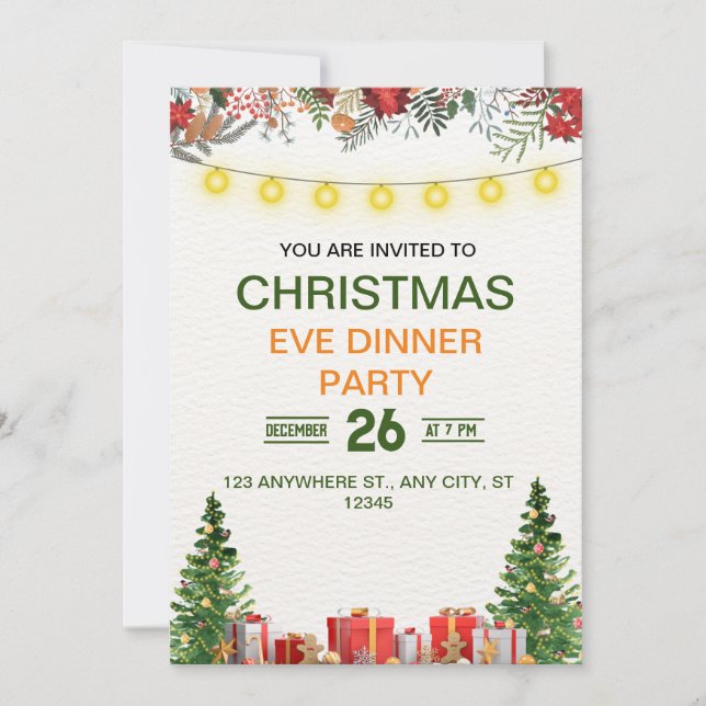 Invitation à une réunion de Noël festive et amusan (Devant)