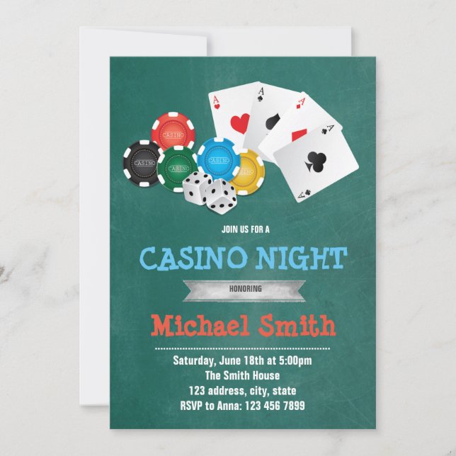 Invitation à une soirée à thème casino (Devant)