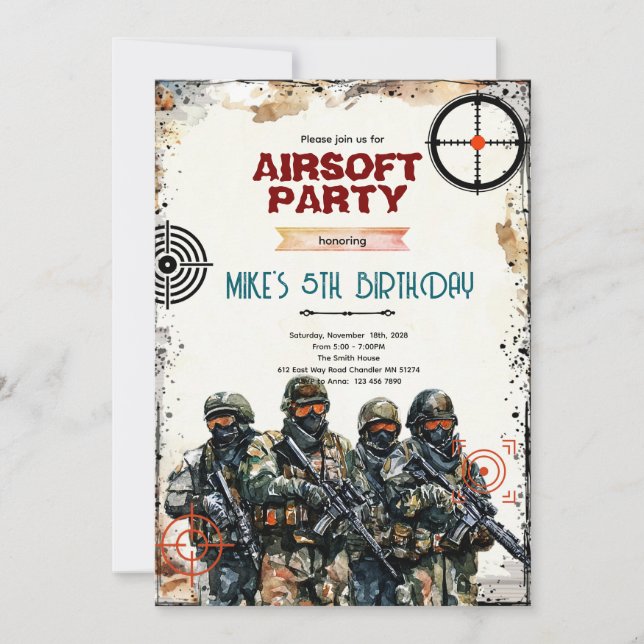 Invitation à une soirée Airsoft (Devant)