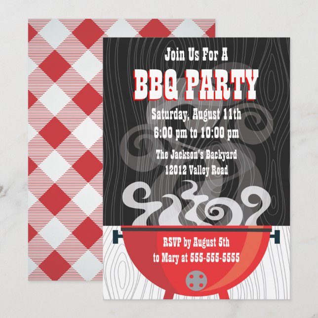 Invitation à une soirée BBQ Smokin (Devant / Derrière)