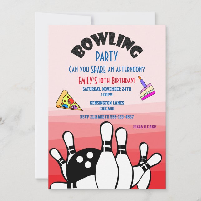Invitation à une soirée bowling Boule et quilles P (Devant)