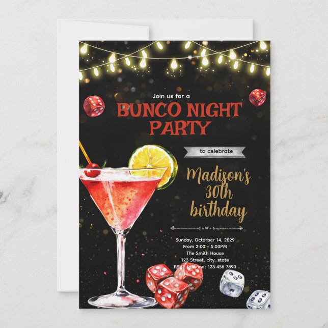 Invitation à une soirée Bunco (Devant)