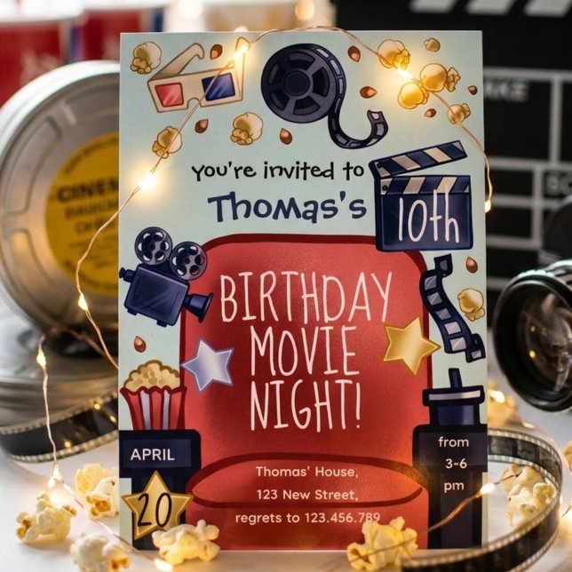 Invitation à une soirée cinéma d'anniversaire (Créateur téléchargé)