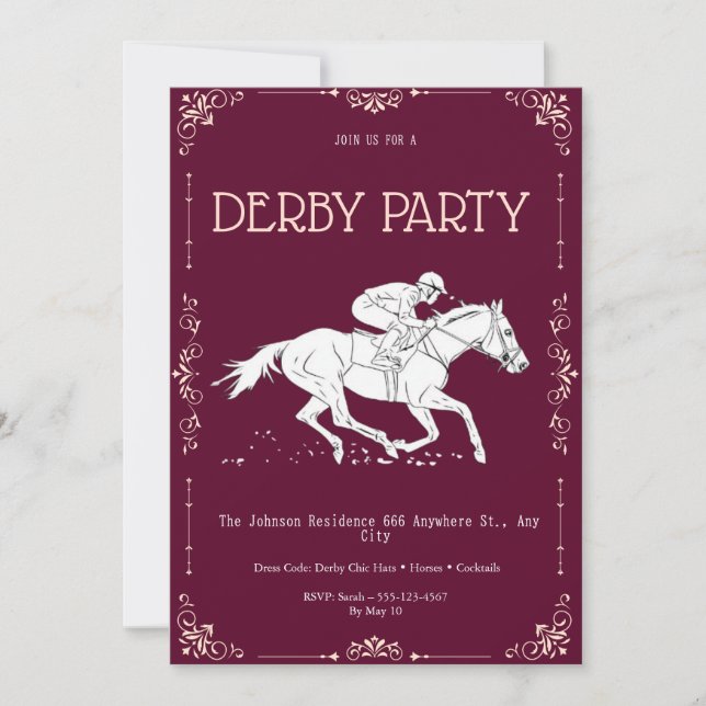 Invitation à une soirée classique de Derby du Kent (Devant)