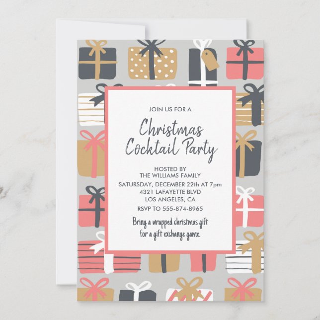 Invitation à une soirée cocktail de Noël Cadeaux m (Devant)