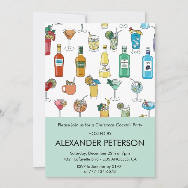 Invitation à une soirée cocktail de Noël Contempor (Devant)