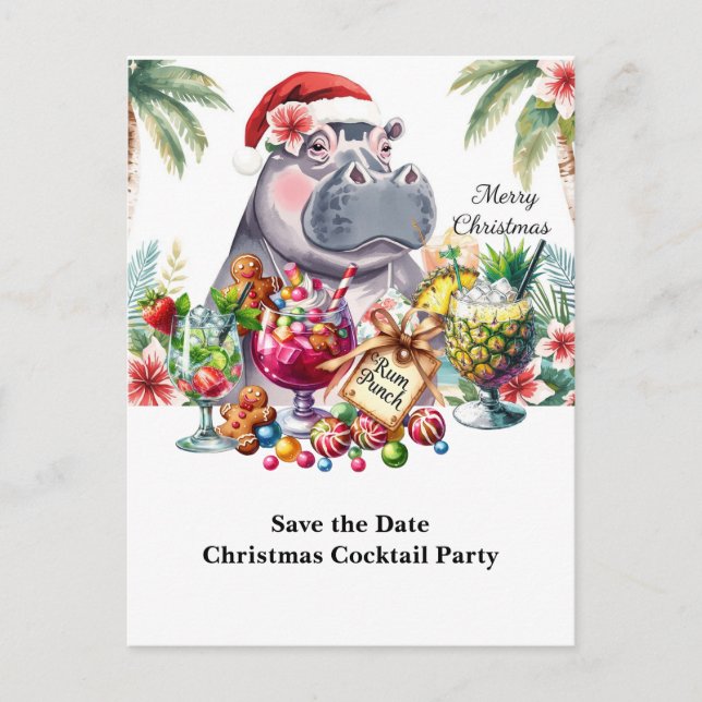 Invitation à une Soirée Cocktail de Noël Tropical (Devant)
