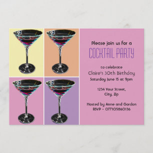 Invitation à une soirée cocktail Funky Martini