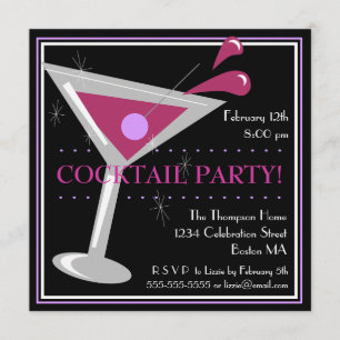 Invitation à une soirée cocktail Purple Martini