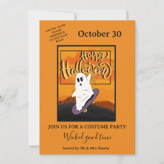 Invitation à une soirée costumée Halloween avec un