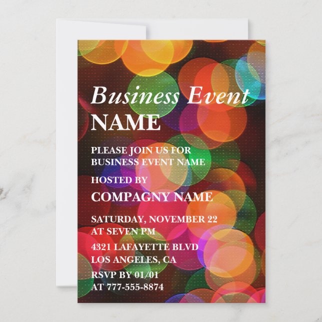 Invitation à une soirée d'affaires Confetti Coloré (Devant)