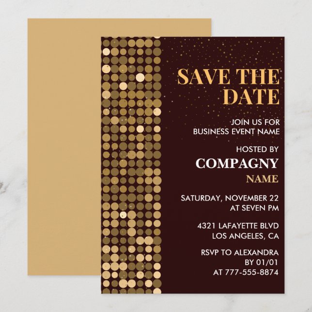Invitation à une soirée d'affaires Sauvegarder la  (Devant / Derrière)