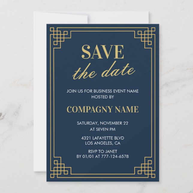 Invitation à une soirée d'affaires Sauvegarder la  (Devant)