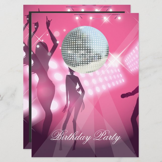 Invitation à une soirée d'anniversaire Disco Rétro (Devant / Derrière)
