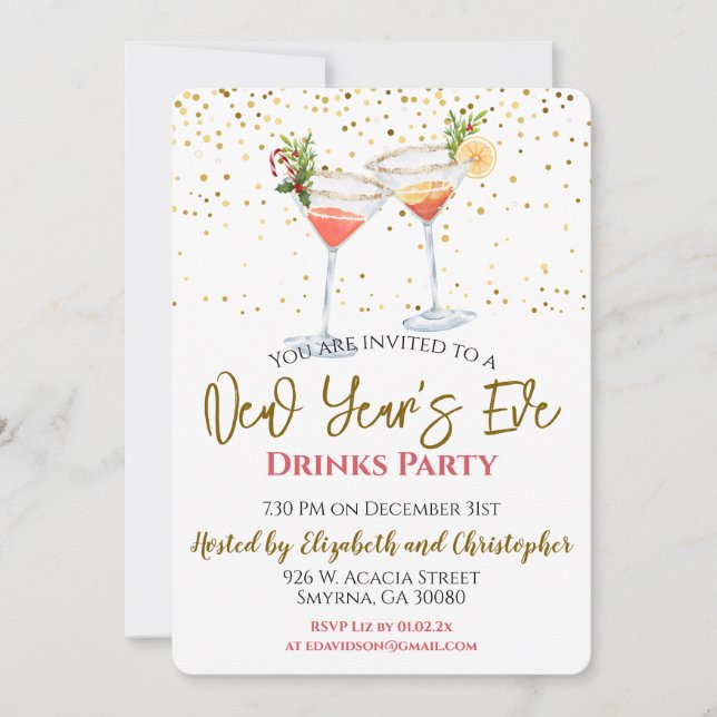 Invitation à une soirée de boissons du Nouvel An (Devant)