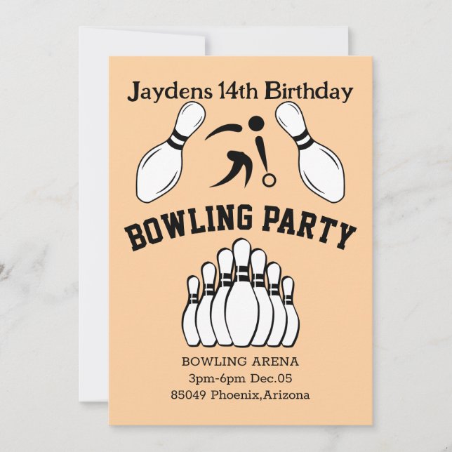 Invitation à une soirée de bowling (Devant)
