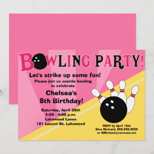 Invitation à une soirée de bowling Filles fêtent a