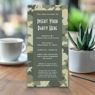 Invitation à une soirée de camouflage militaire
