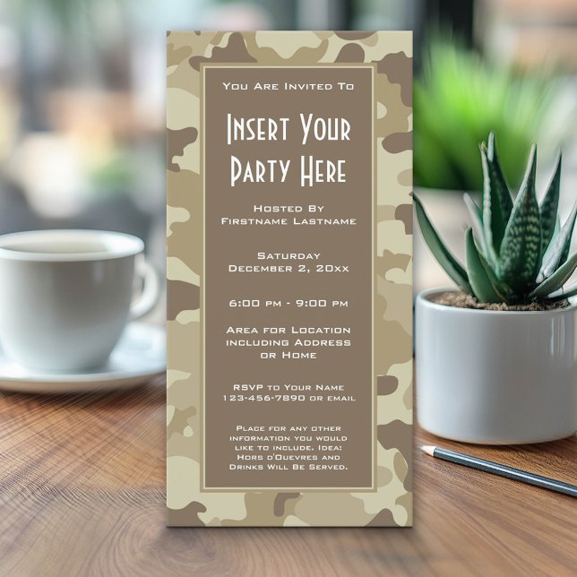 Invitation à une soirée de camouflage militaire (Camo Invitation)