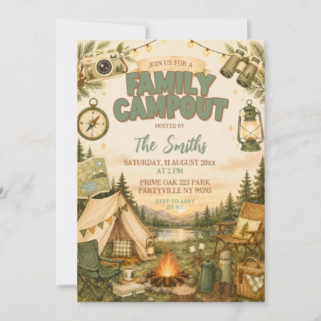 Invitation à une soirée de camping en famille (Devant)
