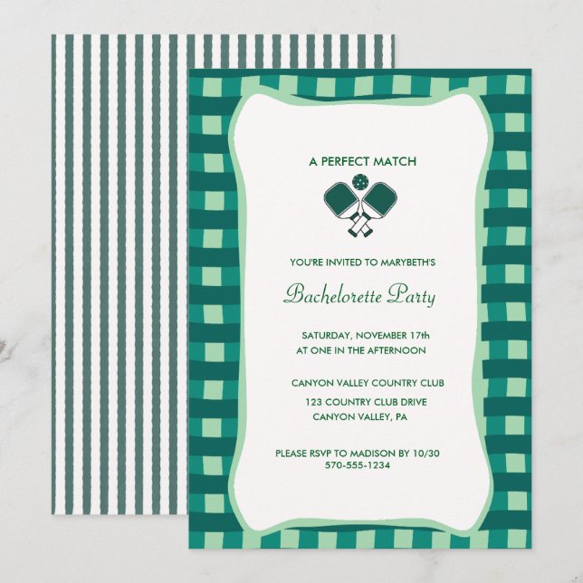 Invitation à une soirée de célibataire de pickleba (Devant / Derrière)