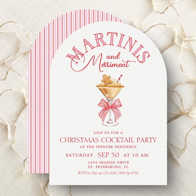 Invitation à une soirée de cocktail de Noël rose (Créateur téléchargé)