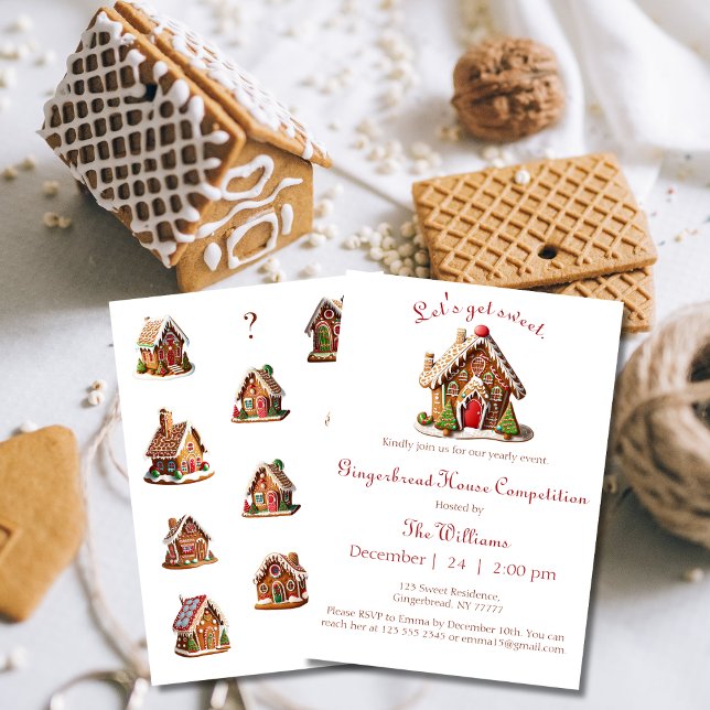 Invitation à une soirée de concours de maison en p (Get your Gingerbread House Contest invitation now and invite your guests! Order yours now!)