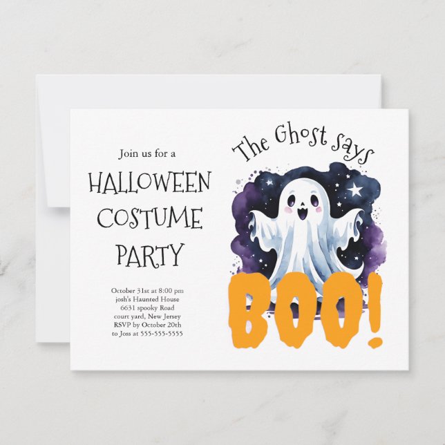 Invitation à une soirée de costumes d'Halloween |  (Devant)