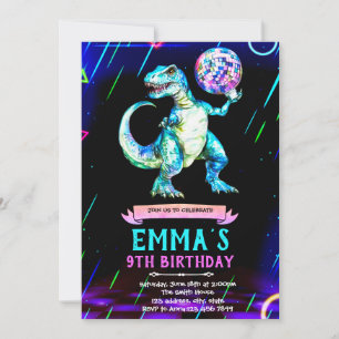 Invitation à une soirée de danse disco dinosaure
