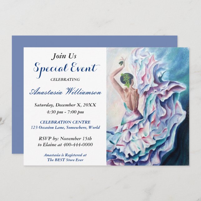 INVITATION À UNE SOIRÉE DE DANSE FLAMENCO (Devant / Derrière)