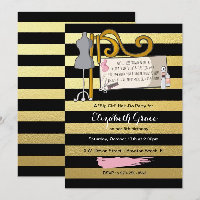 Invitation à une soirée de défilé de mode coiffure (Devant / Derrière)